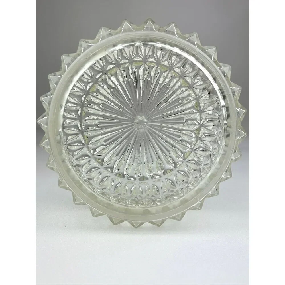 Vintage MCM Diamond Point Starburst Glass Ceiling Globe Light Shade 5 7/8 Fitter